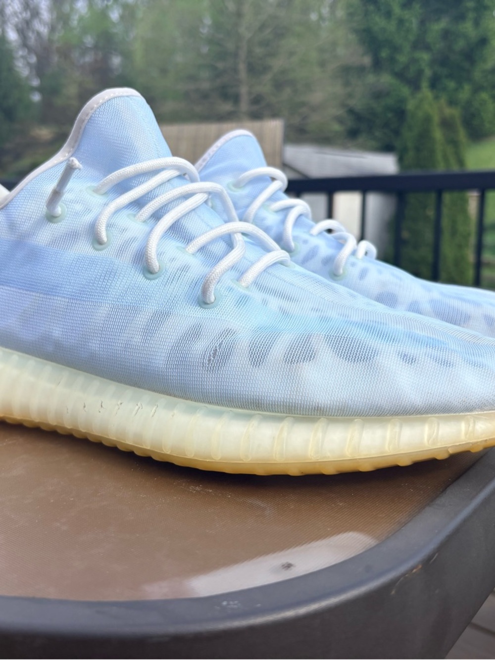 Yeezy Sneakers Light Blue & Cream Knit Runner